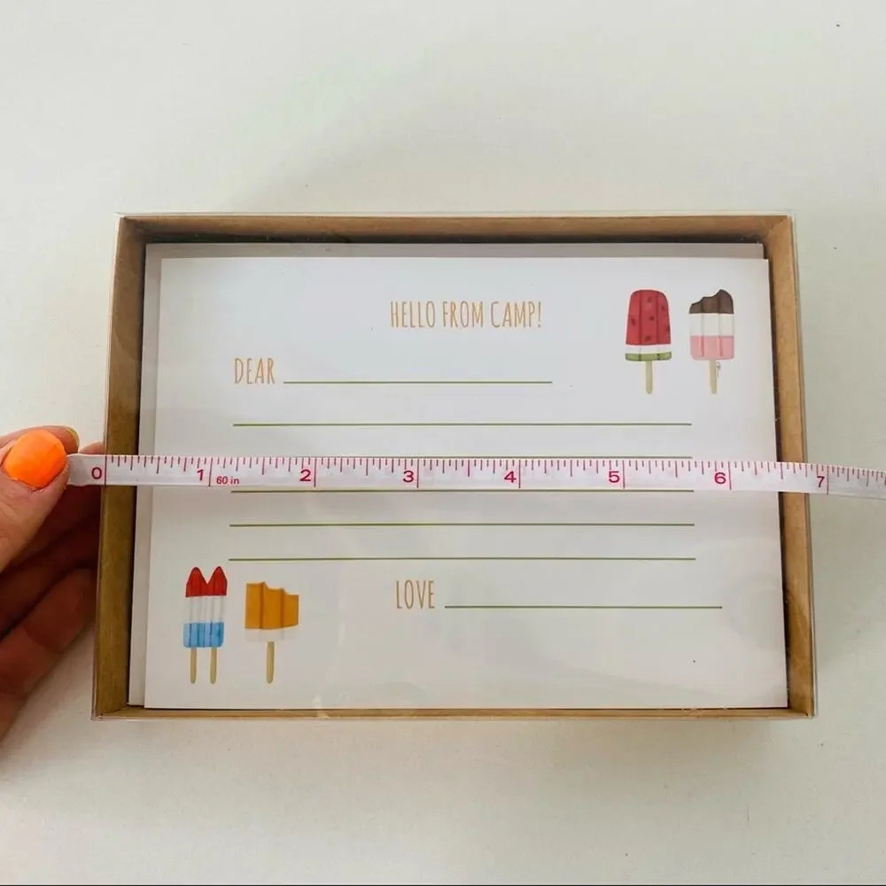 NEW ANTHROPOLOGIE White Red Blue Illustrated Camp Popsicle Card Notecards s/10